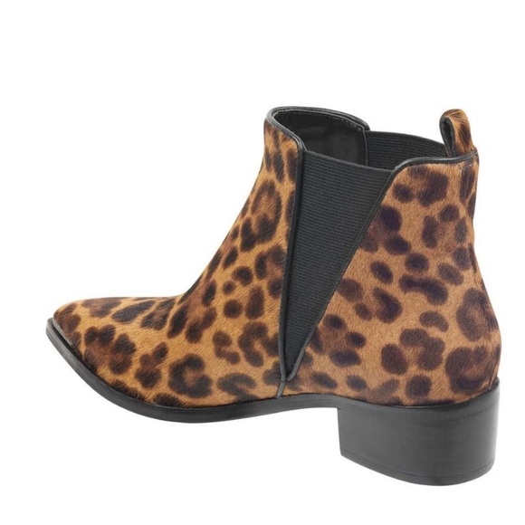 MARC FISHER Mlyardly Leopard Calf Hair Chelsea Leather Pointed Toe Ankle Boots 5 - Picture 2 of 10